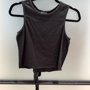 Poof! Charcoal Sleeveless Tie-Front Crop Top